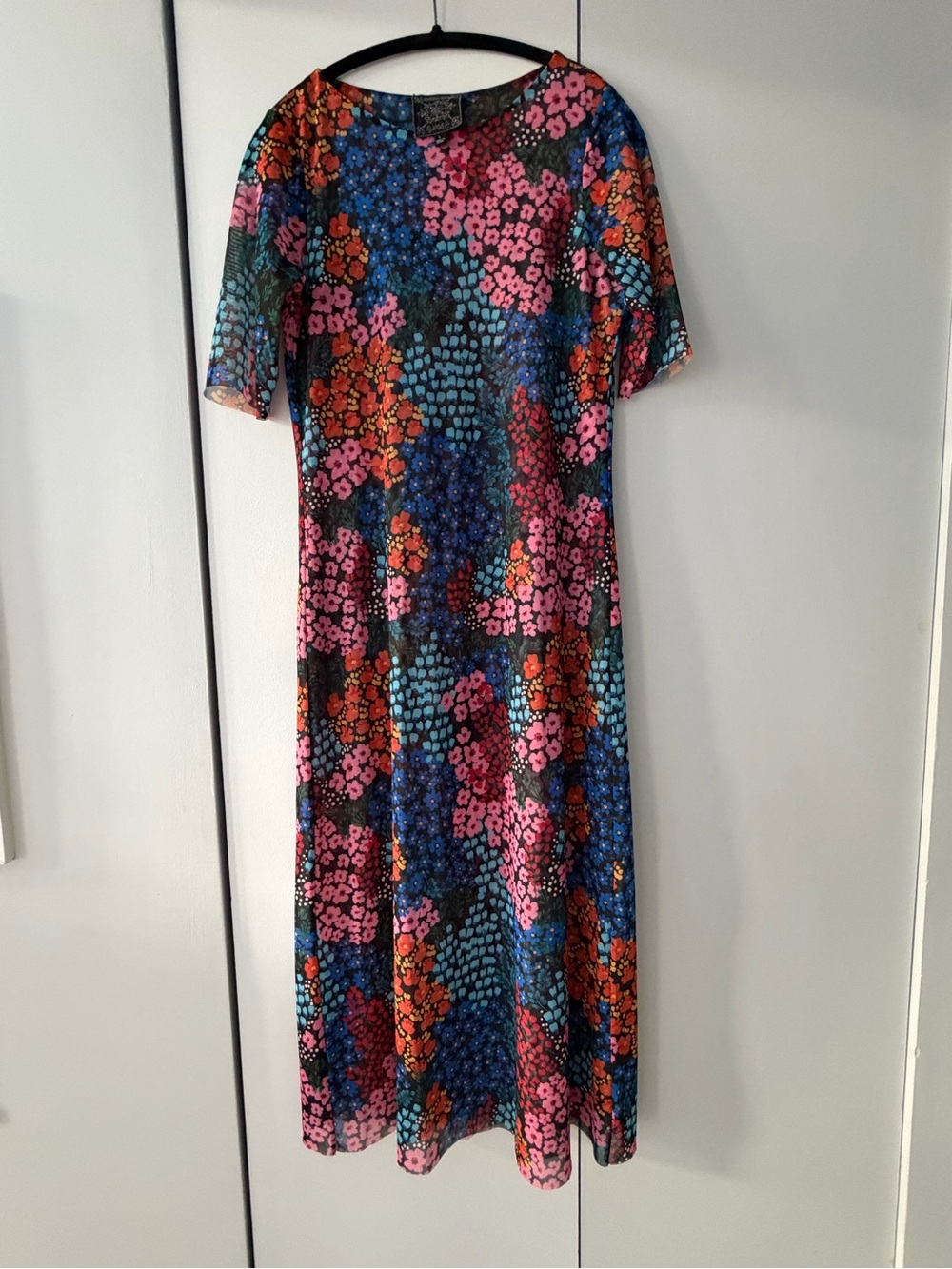 Johnny Was Multicolor Floral Maxi Dress in Pink, Blue & Orange
